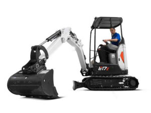 Minibagger Bobcat E17Z – Ultrakompakt, 100% Null-Heckausladung für Ihre Arbeiten