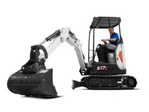 Minibagger Bobcat E17Z – Ultrakompakt, 100% Null-Heckausladung für Ihre Arbeiten